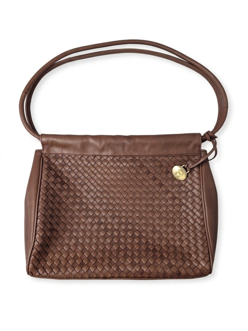 Vtg 90s Etienne Aigner Brown Woven Leather Shoulder Bag Cognac Brown Intrecciato